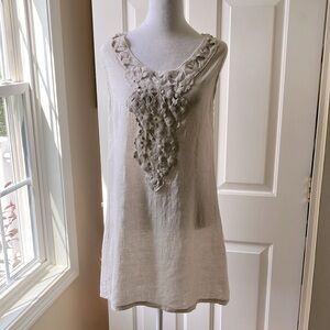 Alessia Pacini Linen Tunic Dress Swim Coverup Sleeveless Cream/Ivory Size XS